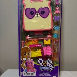 Mattel Polly Pocket Cutie Bear Mini Picnic Set With One Doll  Eight Accessories